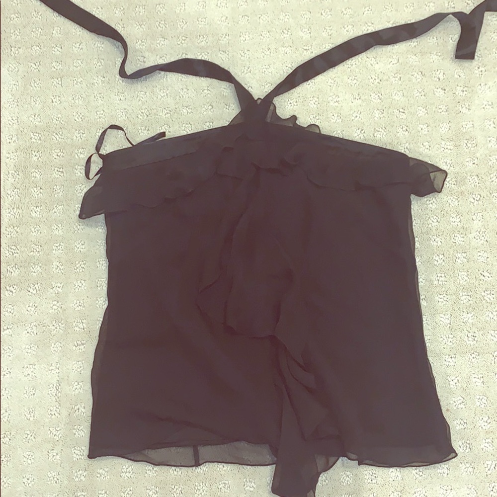 Banana republic black ruffled blouse. Size 6